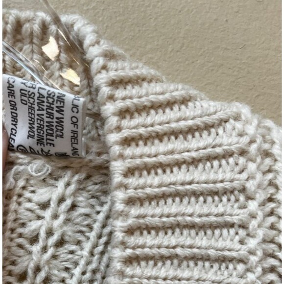 Vintage Hackett & Turpin Sweater Cardigan Size M Ireland Cable Knit Wool Ivory - Picture 5 of 9